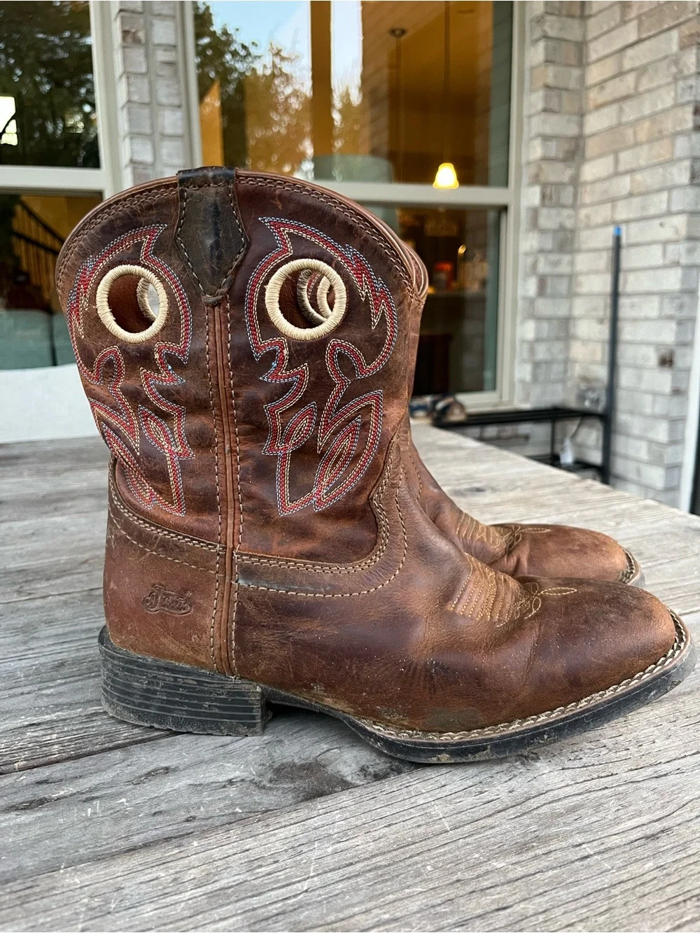 Justin Boots Kids Brown Leather Western Pull-On Boots